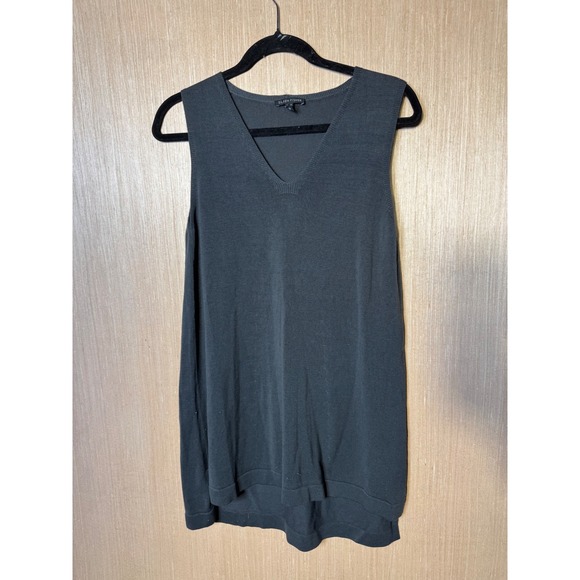 Eileen Fisher Sweaters - Eileen Fisher Womens Gray Tencel Lyocell V-Neck Sleeveless Tunic Sweater S/P